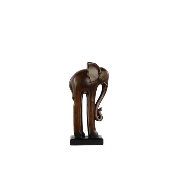 Urban Trends Collection Urban Trends Collection 28314 Ceramic Standing Long-Legged Elephant Figurine On Base; Small Glaze - Espresso Brown 28314